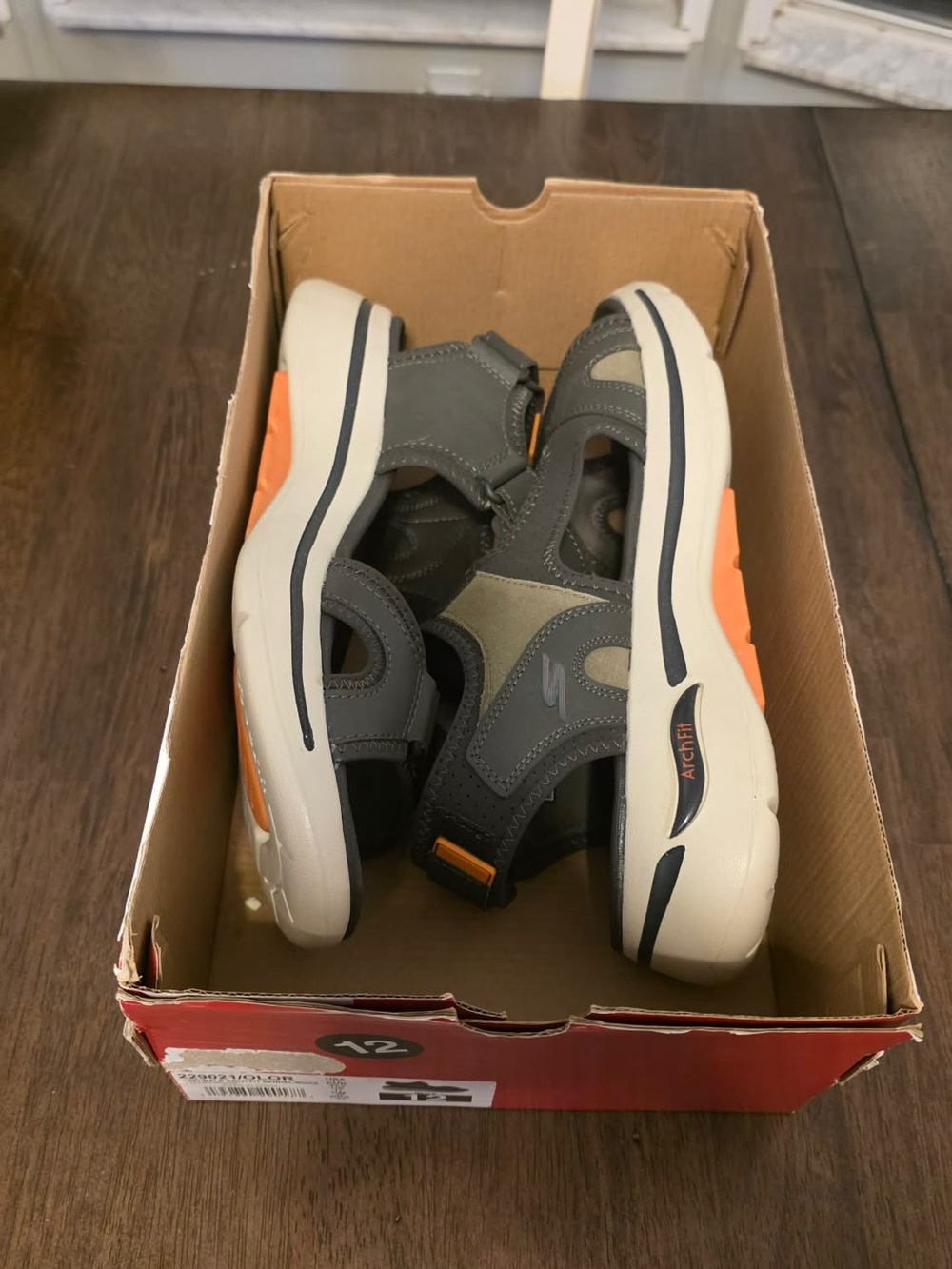 Skechers Men’s Gray and Orange Sport Sandals
